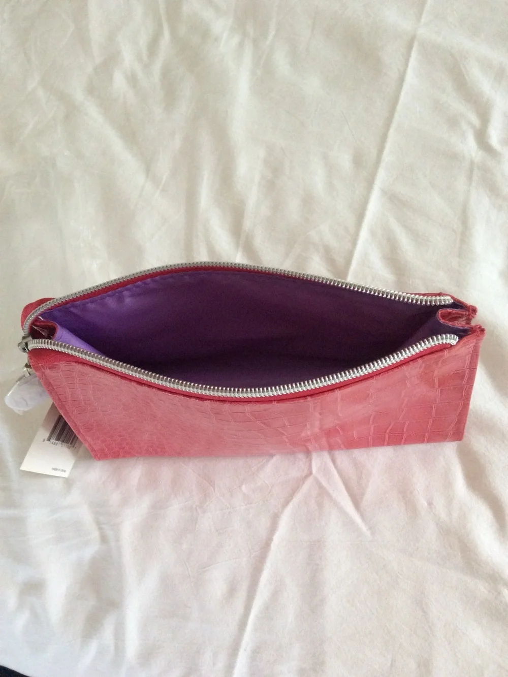 Women's Croc-Embossed Pink Zip Pouch- Nordstrom - NWT